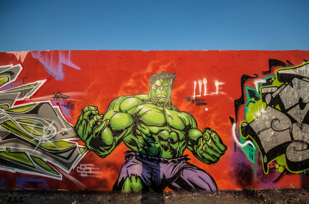 A classic motive for grafitti: The Hulk, can't think about how many of these I have seen in Mauerpark over the years.