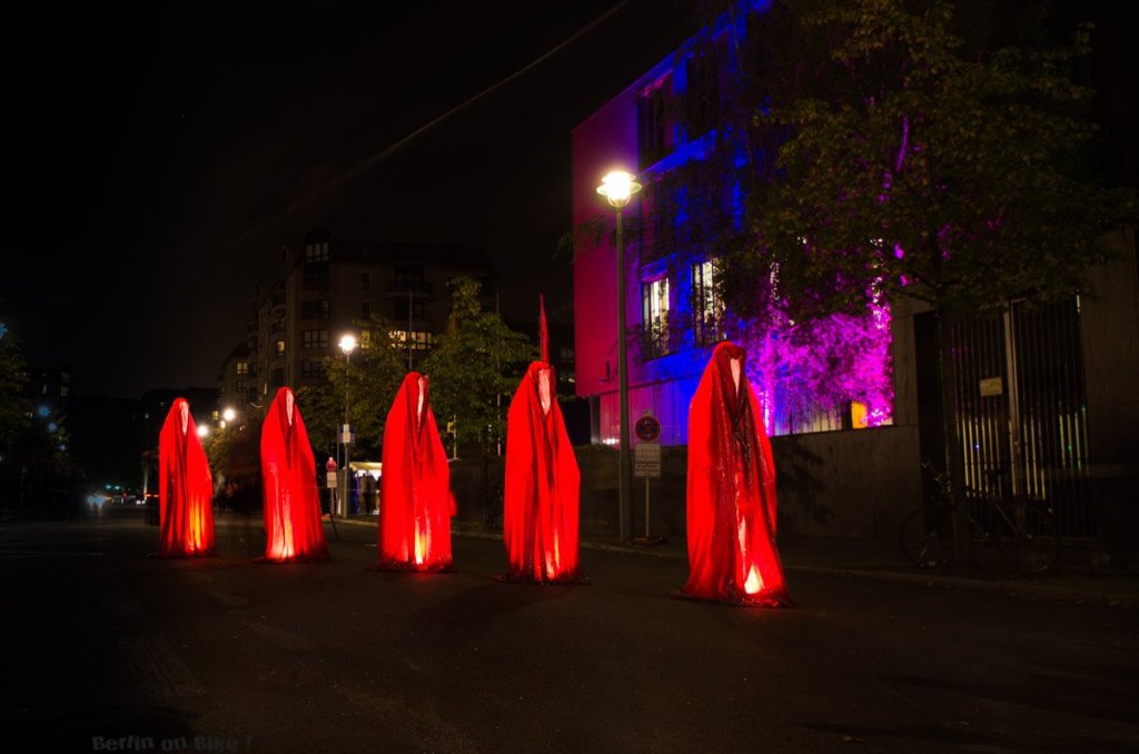 a lit up city at night