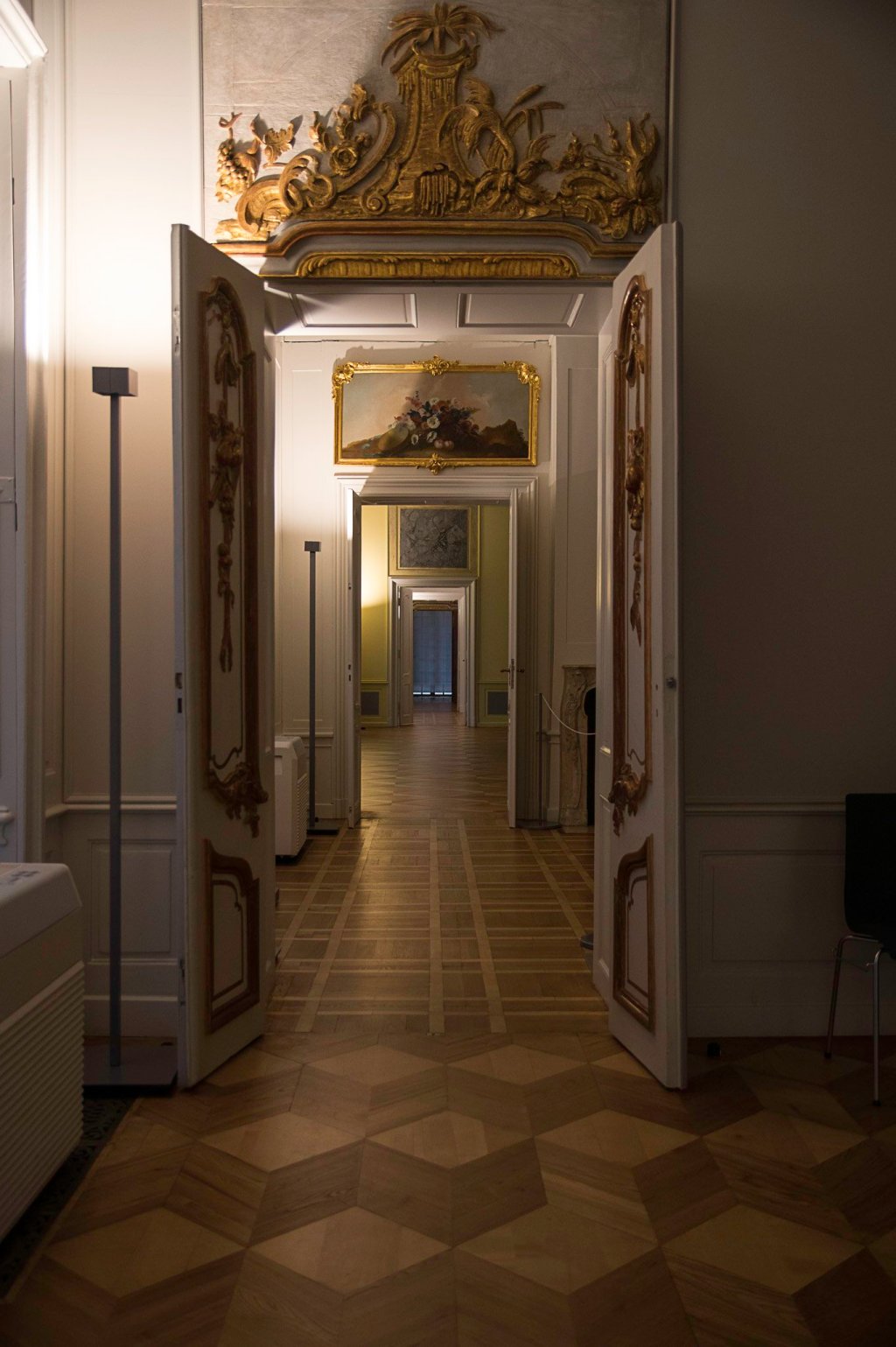 a double door in a room