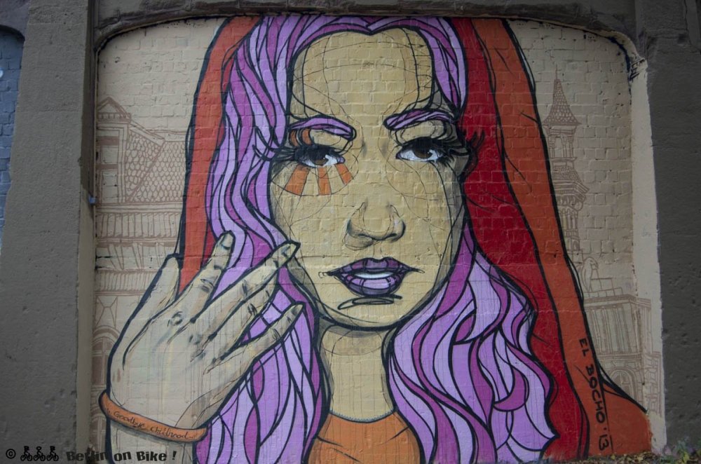 Girl with blue hair, by El Bocho, 2018