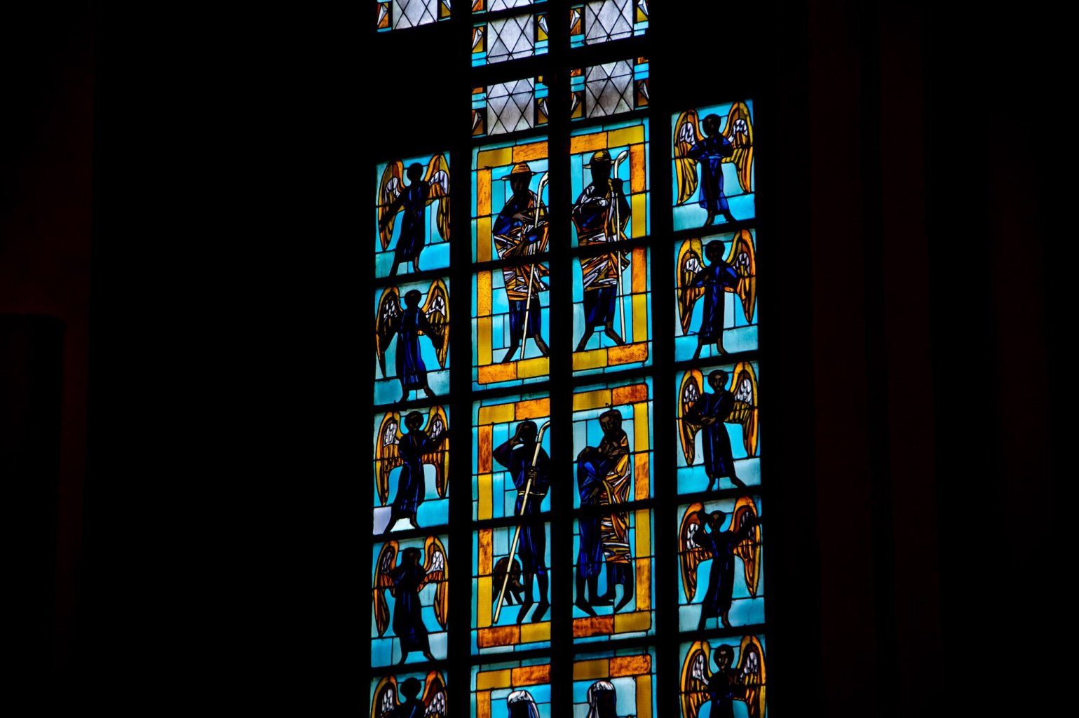 Beautiful colored glass inside Frauenkirche