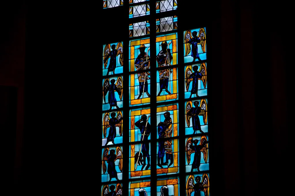 Beautiful colored glass inside Frauenkirche