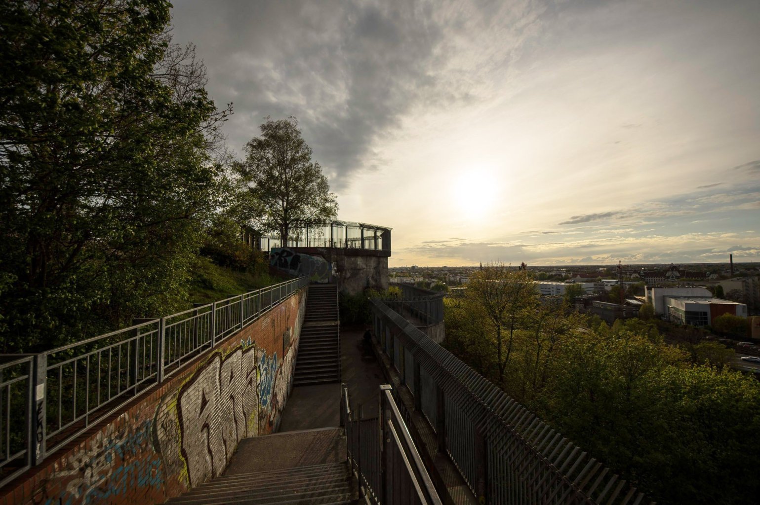Sunset at the Humbolthain bunker in Berlin Wedding