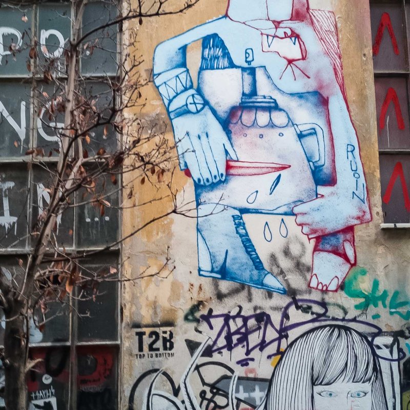 graffiti on the side of a building