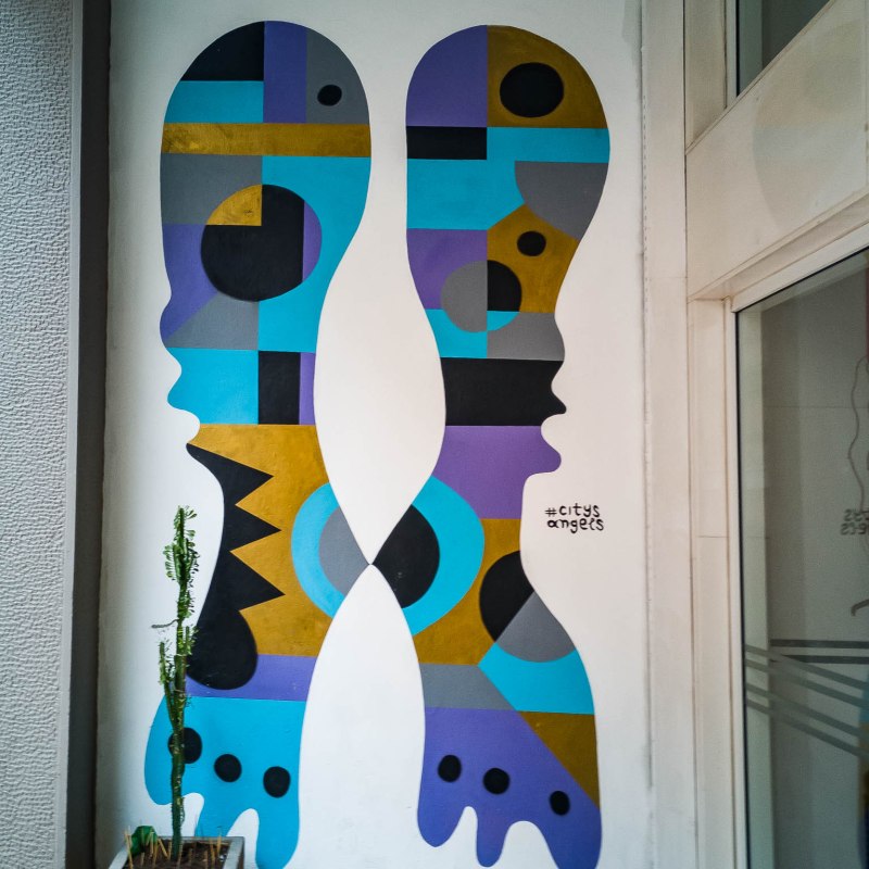 a close up of a painted wall