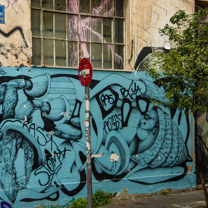 graffiti on the side of a building