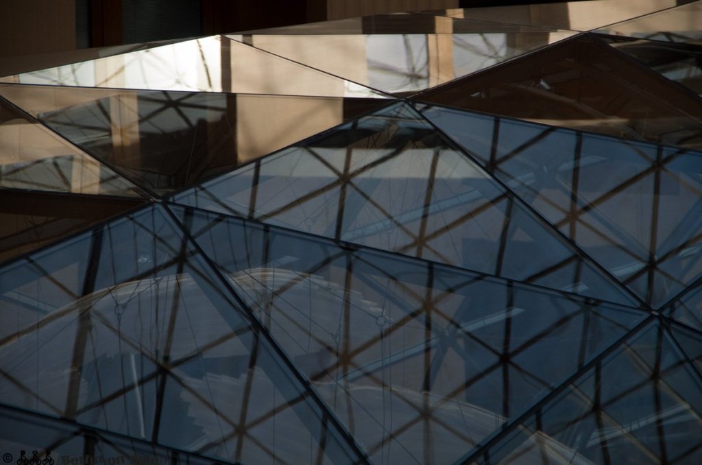 a large glass building
