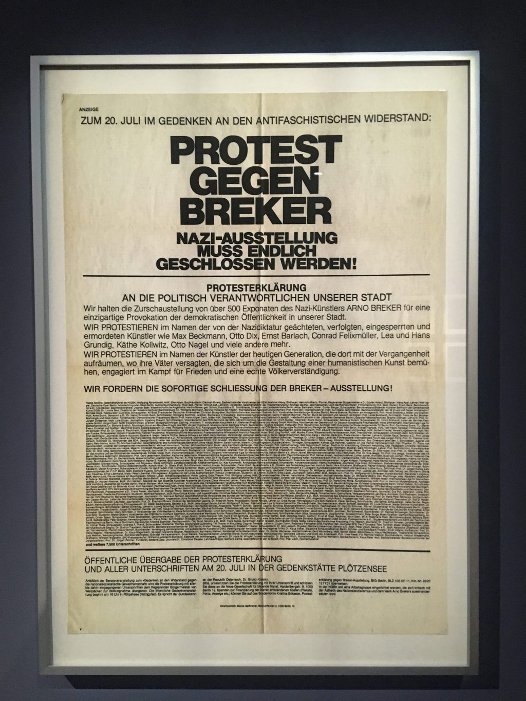 Protest gegen Arno Breker anlässlich einer Ausstellung in West-Berlin 1981