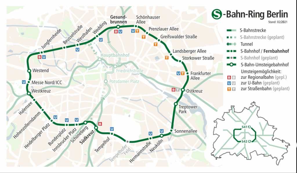 Karte S-Bahn-Ring Berlin - Der große Hundekopf