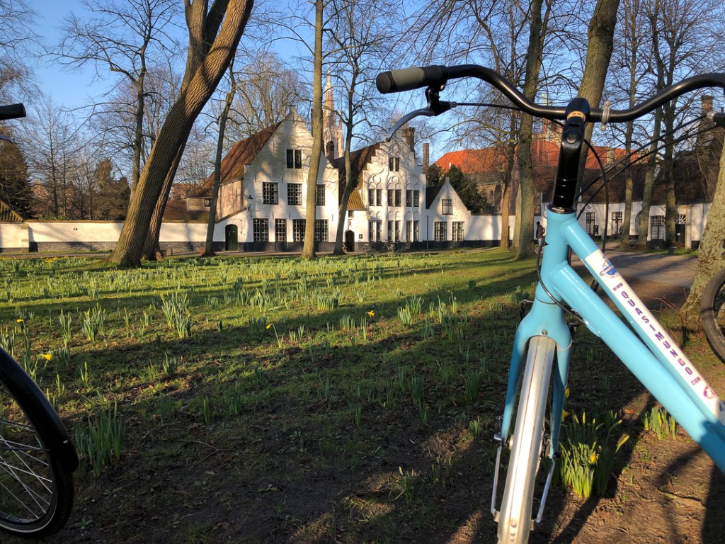 Inside the courtyard of the Begijnhof in Bruges