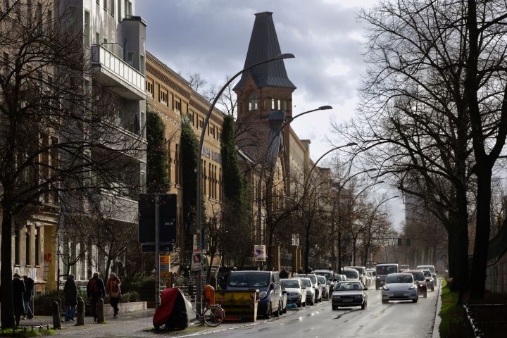 a car parked on a city street