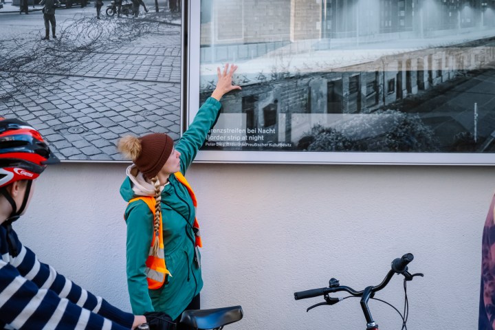 a person standing in front of a building